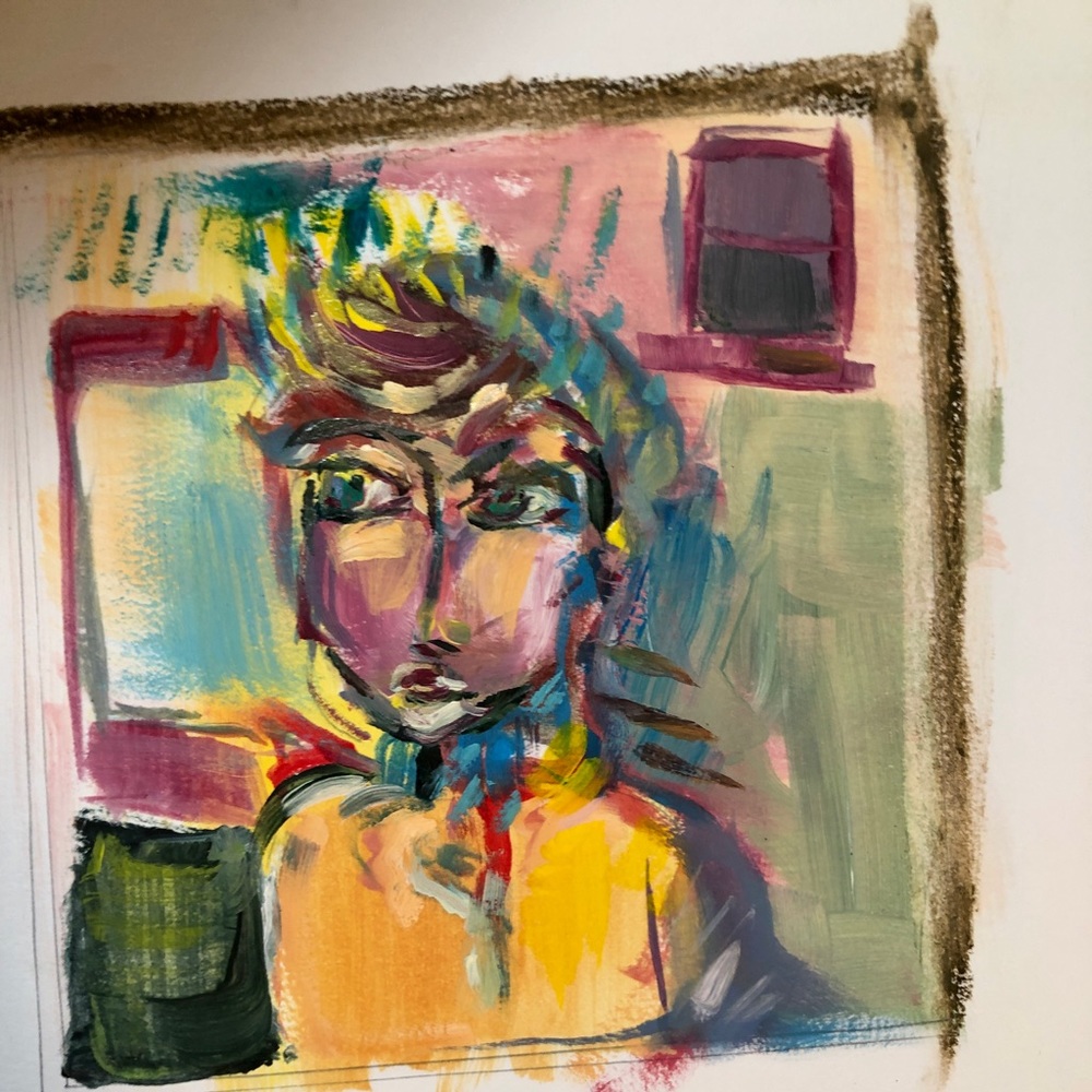 Original artwork acrylic painting on paper 6”x6” one-of-a-kind “Jeremiah” signed - Picture 1 of 1